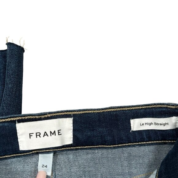 NWT Frame Denim Women's Le High Straight‎ Tulip Raw Hem Blue Jeans Sz 24 - Picture 2 of 10